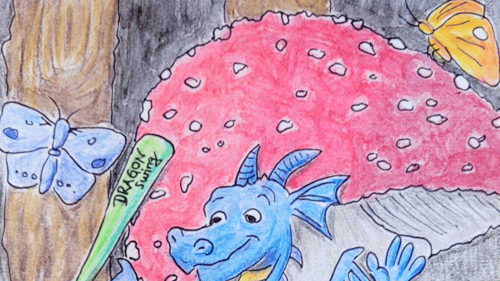 gemalter-Drache-Bewusstseinsstrom selbstgemalter Drache mit Bewusstseinsstromtechnik