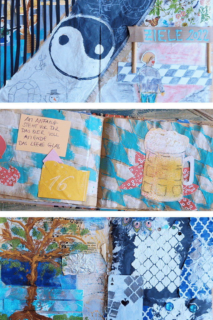 Mixed Media Ideen mit Struktur und Papierelementen