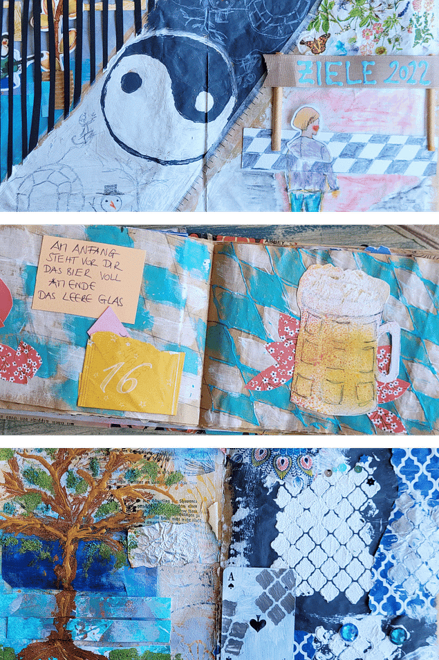 Mixed-Media-Aussage Mixed Media Ideen mit Struktur und Papierelementen