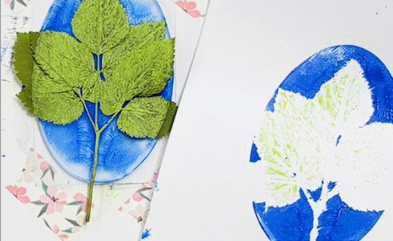 Pflanzendruck mit Farbe